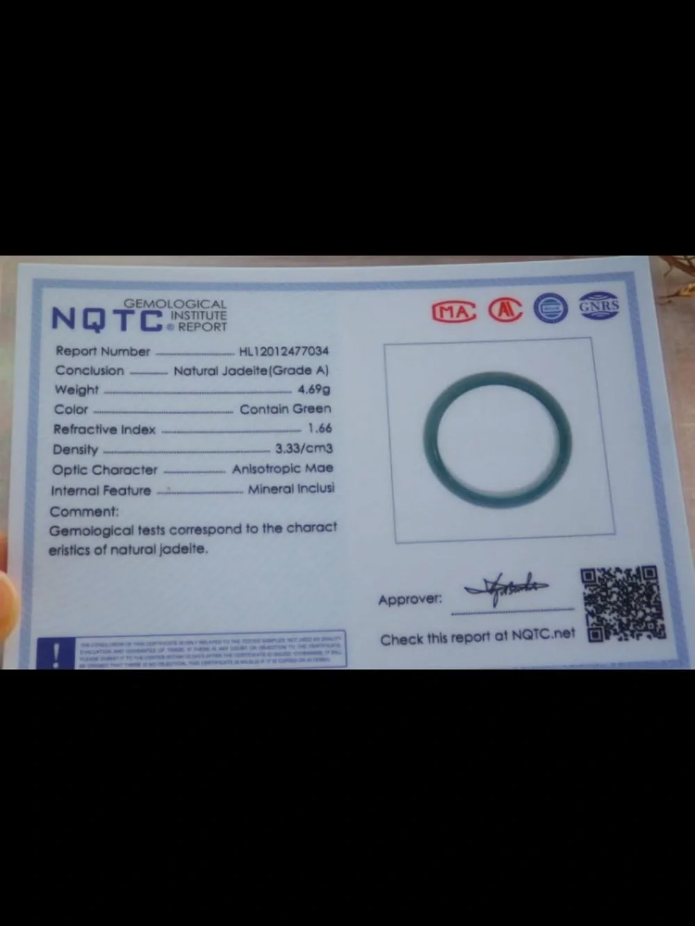 Certificate Jadeite Jewelry Jade luck happiness joyful Green Thick Ring Size10.5